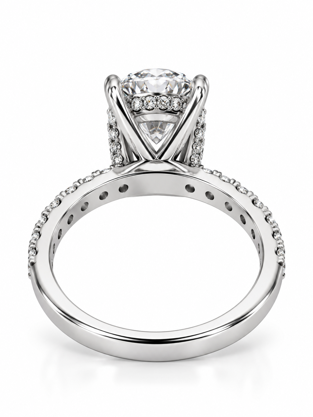 CT Oval Lab Grown Diamond 3.09 Engagement Ring in 14K White Gold- IGI Certified