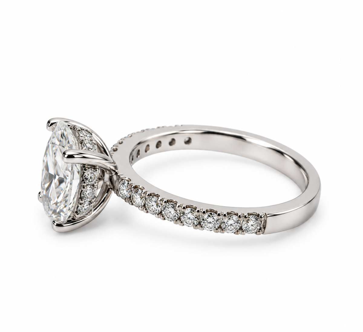 4.09 CT Emerald Cut Lab Grown Diamond Engagement Ring in 14K White Gold – IGI Certified
