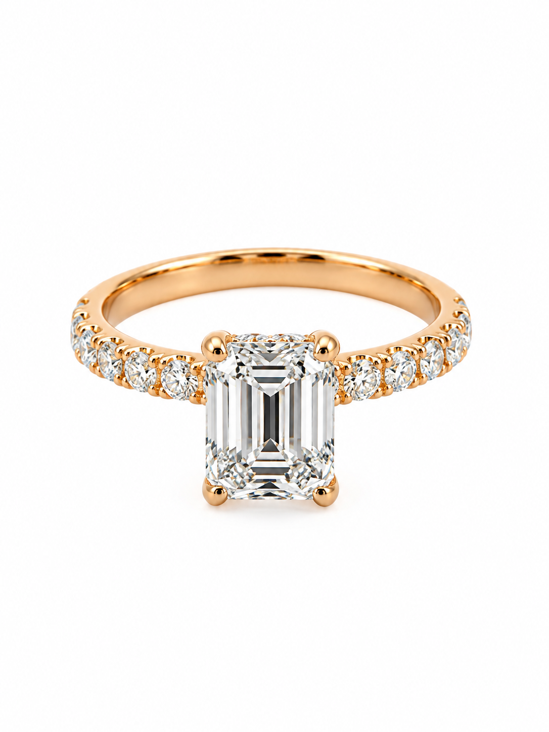 3.10 CT Emerald Cut Lab Grown Diamond Engagement Ring in 14K Yellow Gold – IGI Certified