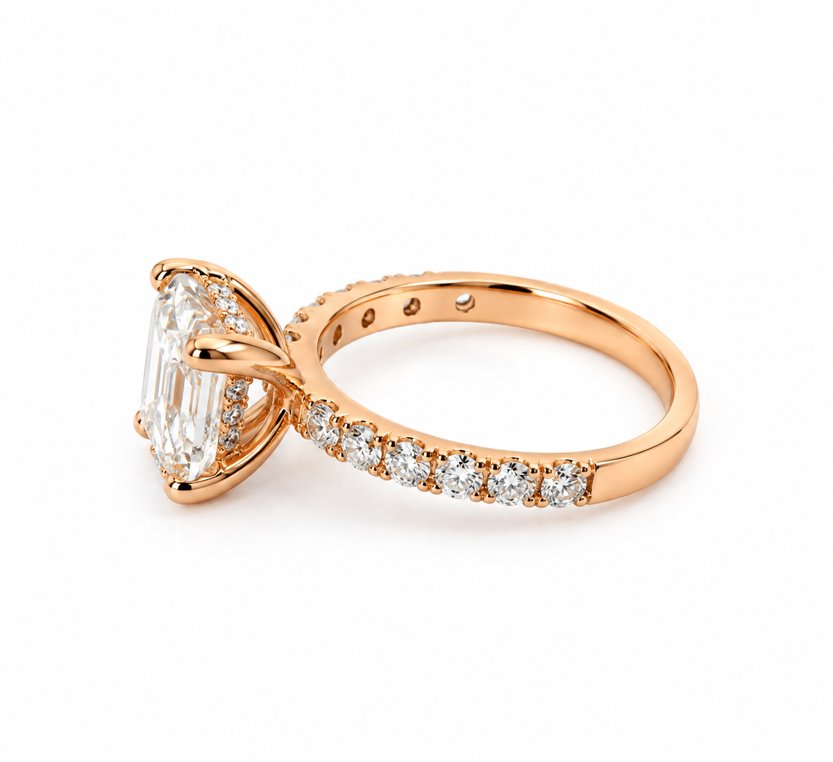 3.10 CT Emerald Cut Lab Grown Diamond Engagement Ring in 14K Yellow Gold – IGI Certified