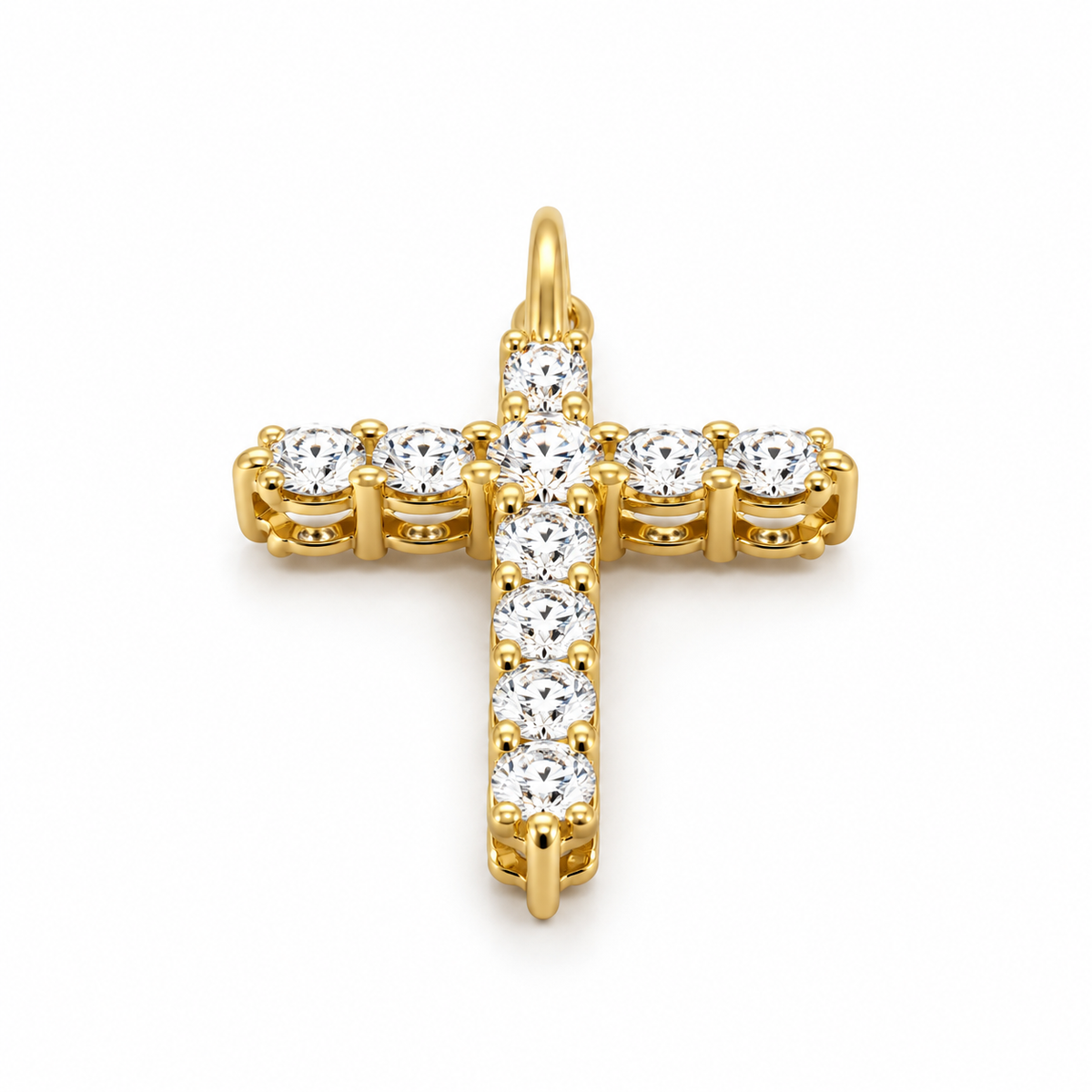 14K Yellow Gold 1.00 CTW Lab-Grown Diamond Cross Pendant