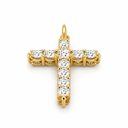 14K Yellow Gold 1.00 CTW Lab-Grown Diamond Cross Pendant