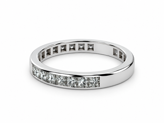14K White Gold Princess Cut Diamond Band _0.50