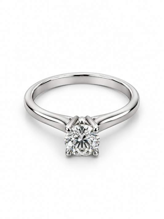 18K White Gold Diamond Solitaire Ring- 0.70 CTW