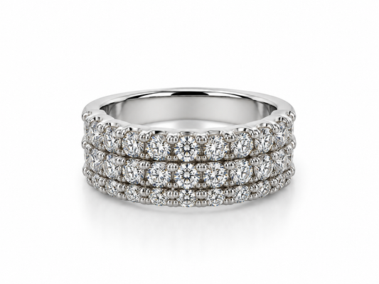 14K White Gold Diamond Cluster Band Ring -1.10 CTW