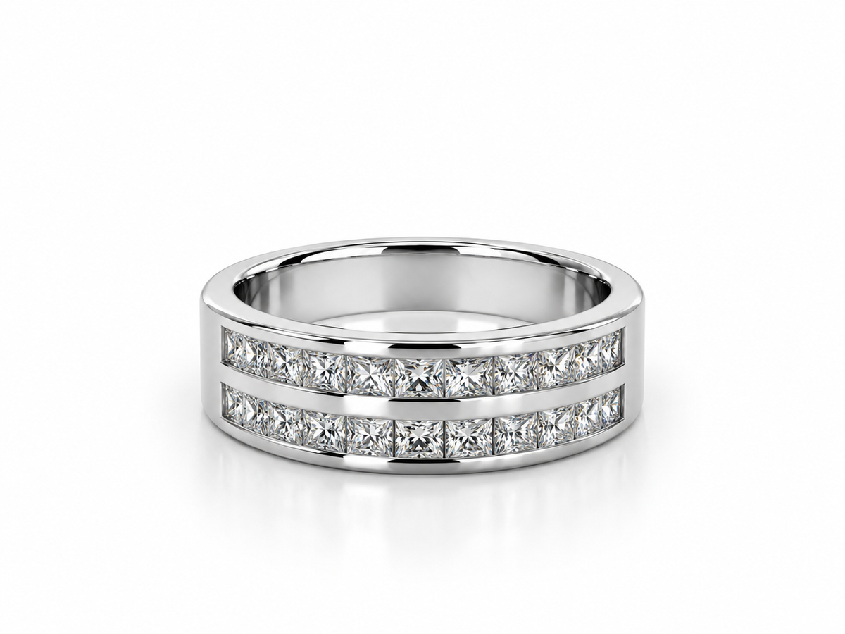 18K White Gold Princess Cut Diamond Wedding Band - 0.35 CTW