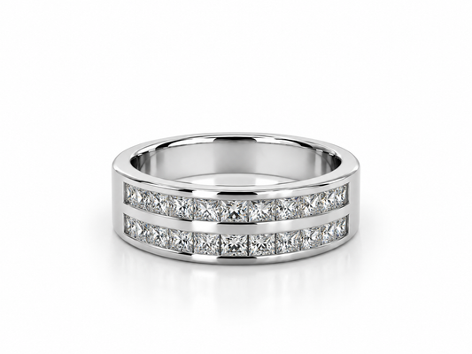 18K White Gold Princess Cut Diamond Wedding Band - 0.35 CTW
