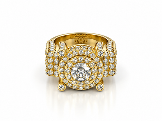 10K Yellow Gold Diamond  Lollipop Ring- 6.15 CTW