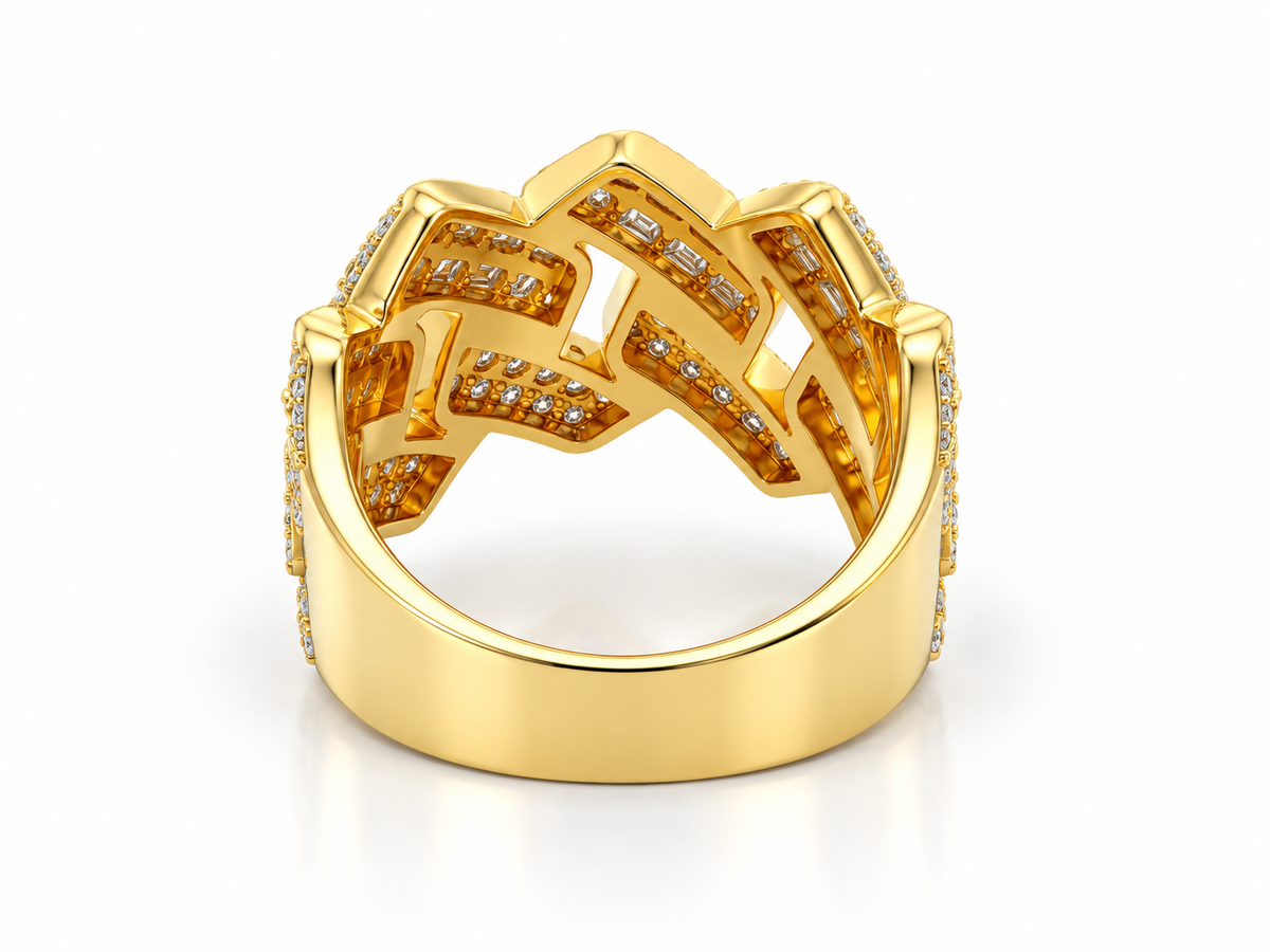 14K Yellow Gold Cuban Link Lab Grown Diamond Statement Ring - 2.50 CTW