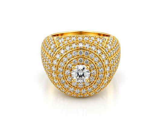 10K Yellow Gold Diamond Lollipop Ring- 7.43 CTW