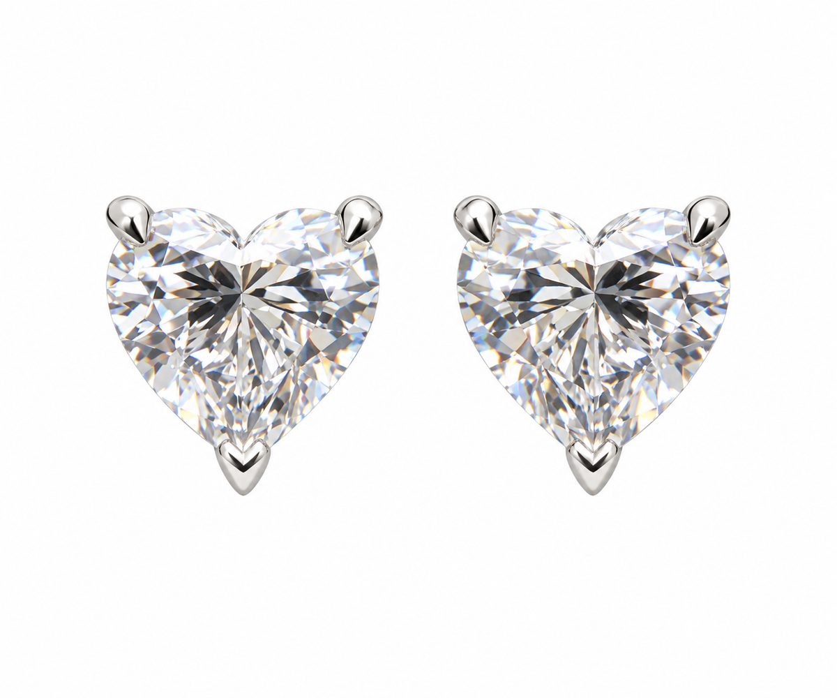 1.83 CT Heart-Shaped Lab-Grown Diamond Stud Earrings in 14K White Gold