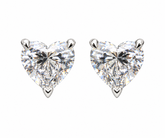 1.83 CT Heart-Shaped Lab-Grown Diamond Stud Earrings in 14K White Gold