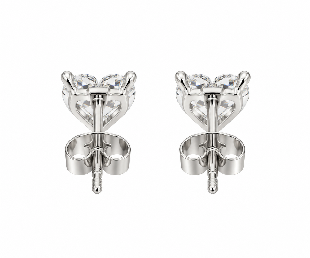1.83 CT Heart-Shaped Lab-Grown Diamond Stud Earrings in 14K White Gold