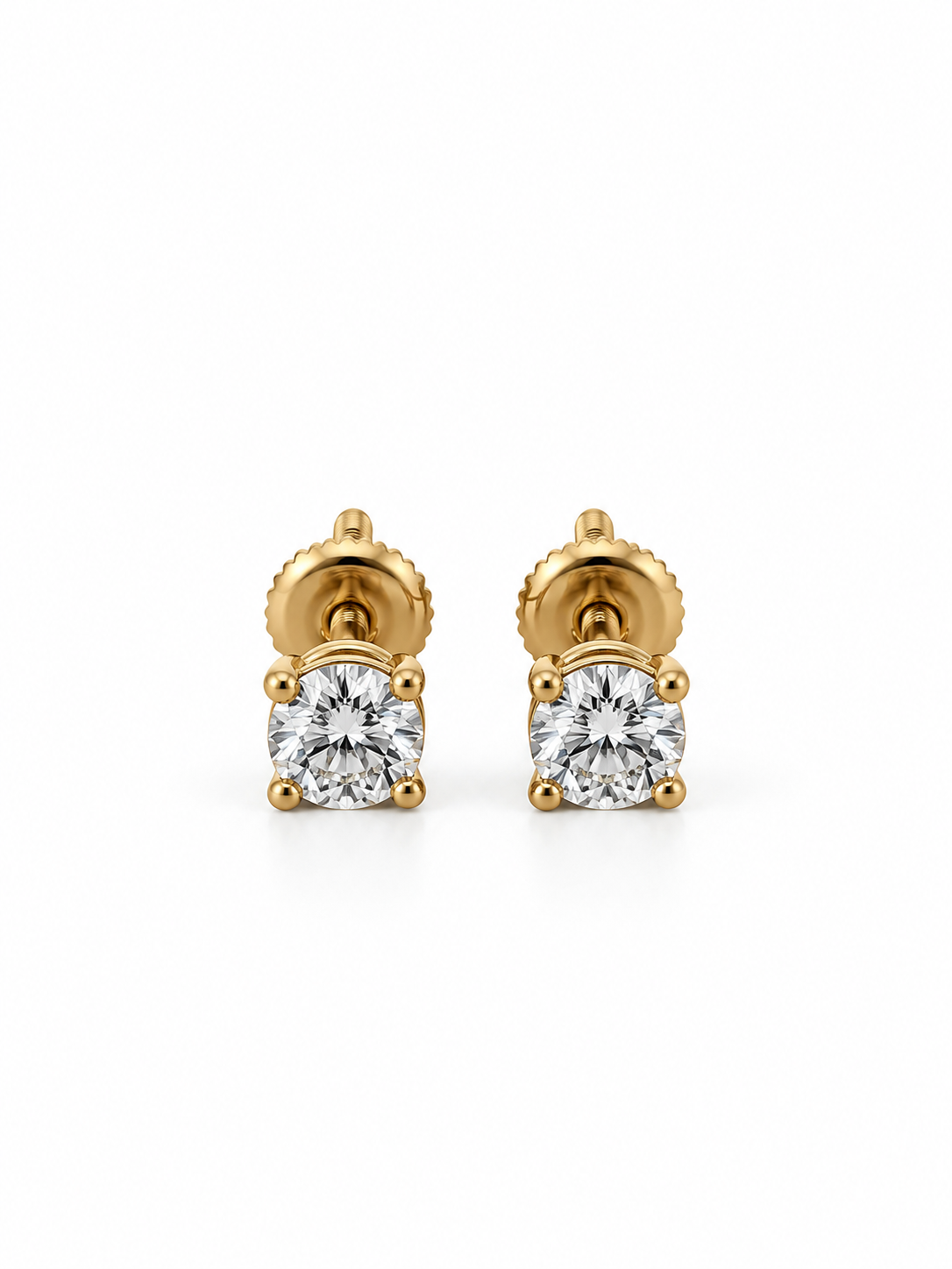1.00 CTW Round Lab-Grown Diamond Stud Earrings in 14K Yellow Gold