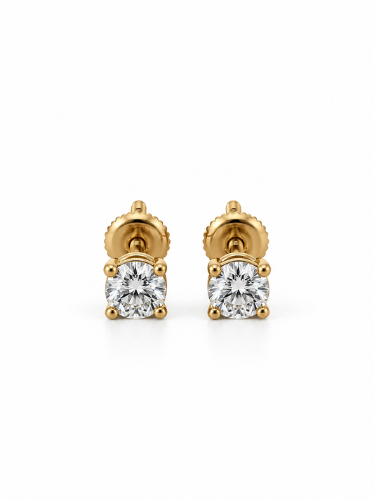 1.00 CTW Round Lab-Grown Diamond Stud Earrings in 14K Yellow Gold