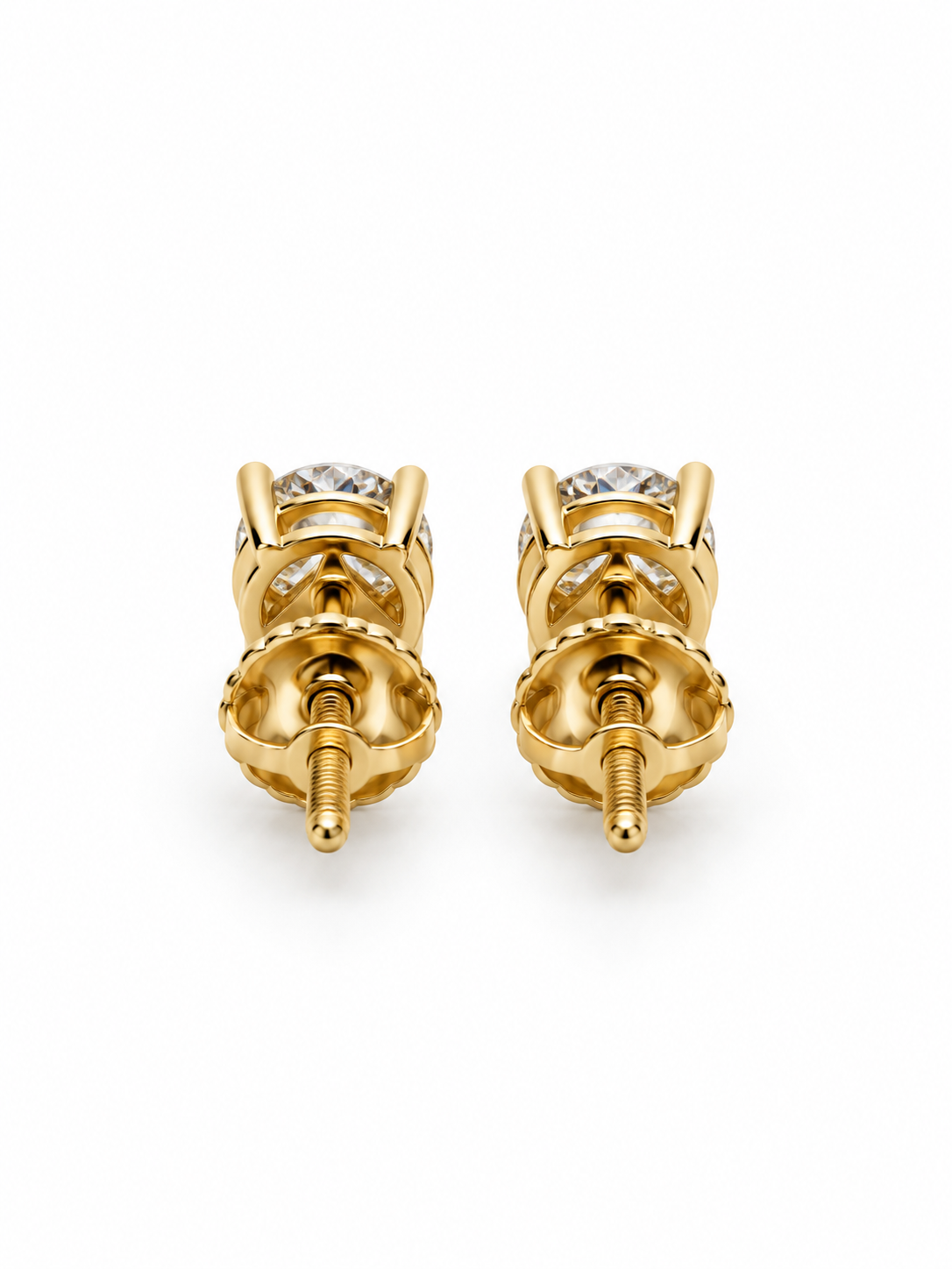 1.00 CTW Round Lab-Grown Diamond Stud Earrings in 14K Yellow Gold