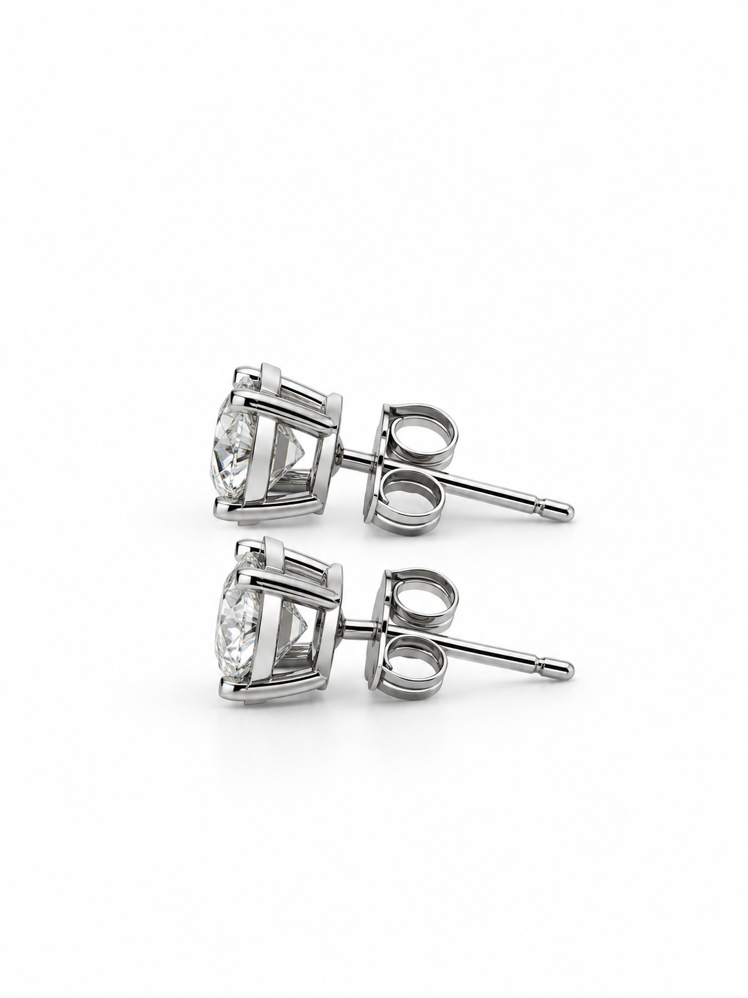 14K White Gold Oval Lab-Grown Diamond stud Earrings -1.57 CT