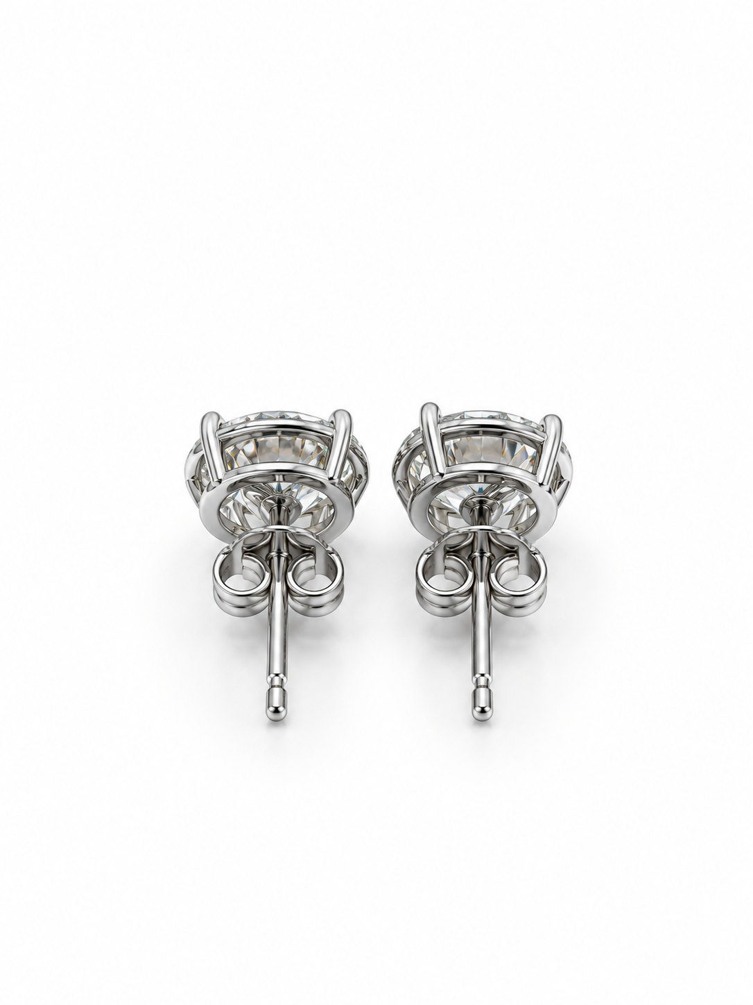 14K White Gold Oval Lab-Grown Diamond stud Earrings -1.57 CT