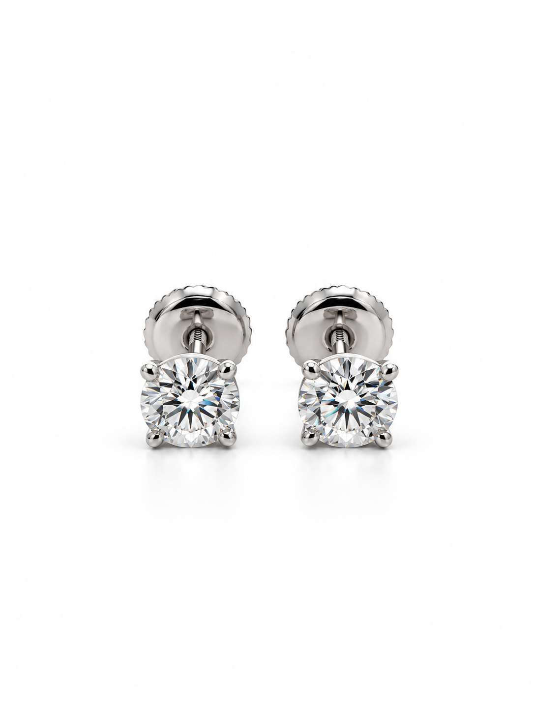 1.04 CTW Round Lab-Grown Diamond Stud Earrings in 14K white Gold