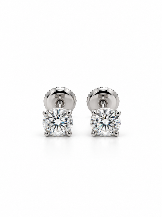 1.04 CTW Round Lab-Grown Diamond Stud Earrings in 14K white Gold