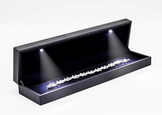 Luxury PU Leather Bracelet Gift box Jewelry Storage Display With LED Lights