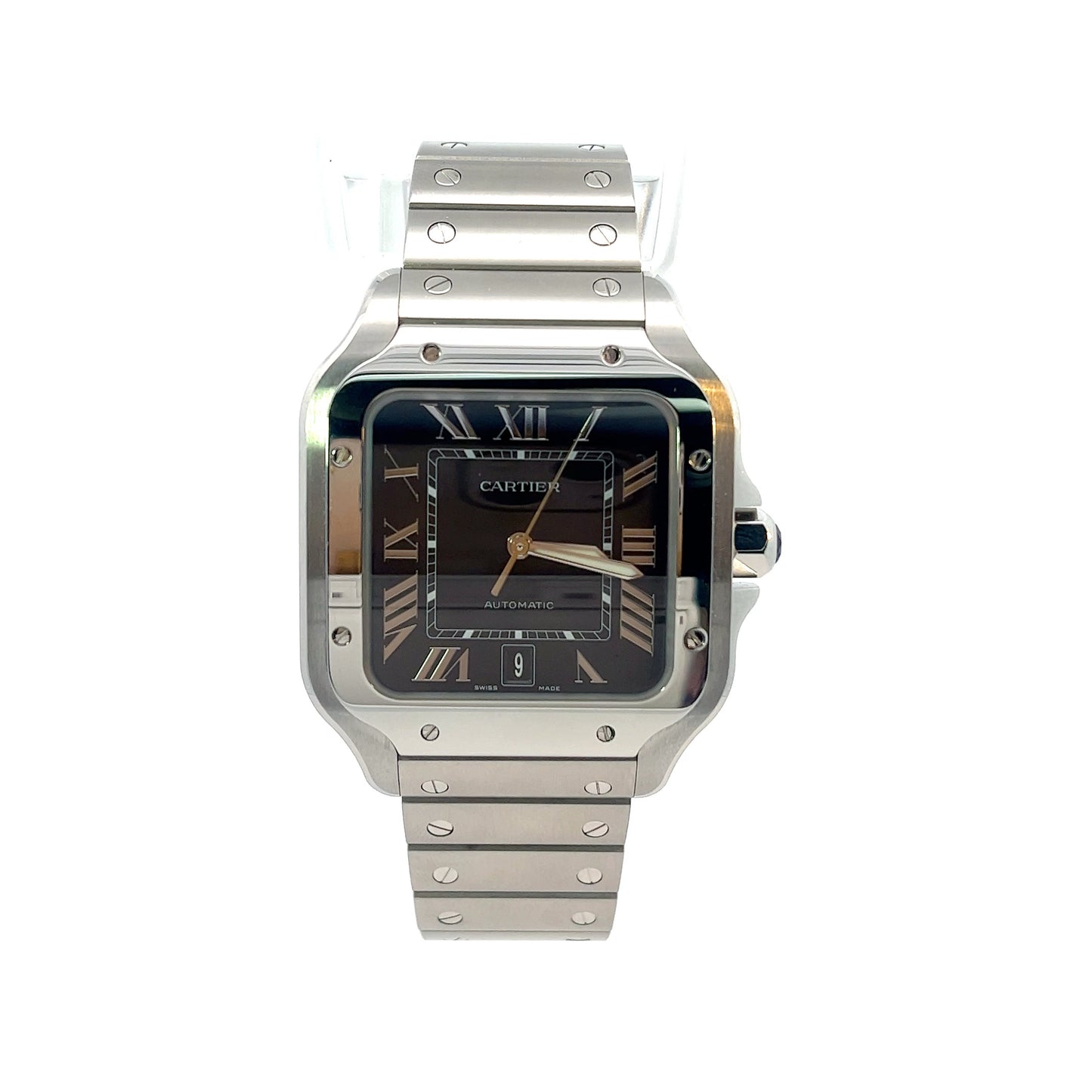 Cartier Santos Stainless Steel Blue face with 2022 Card
