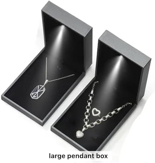 Luxury PU Leather Earring/Pendants Gift box Jewelry Storage Display With LED Lights