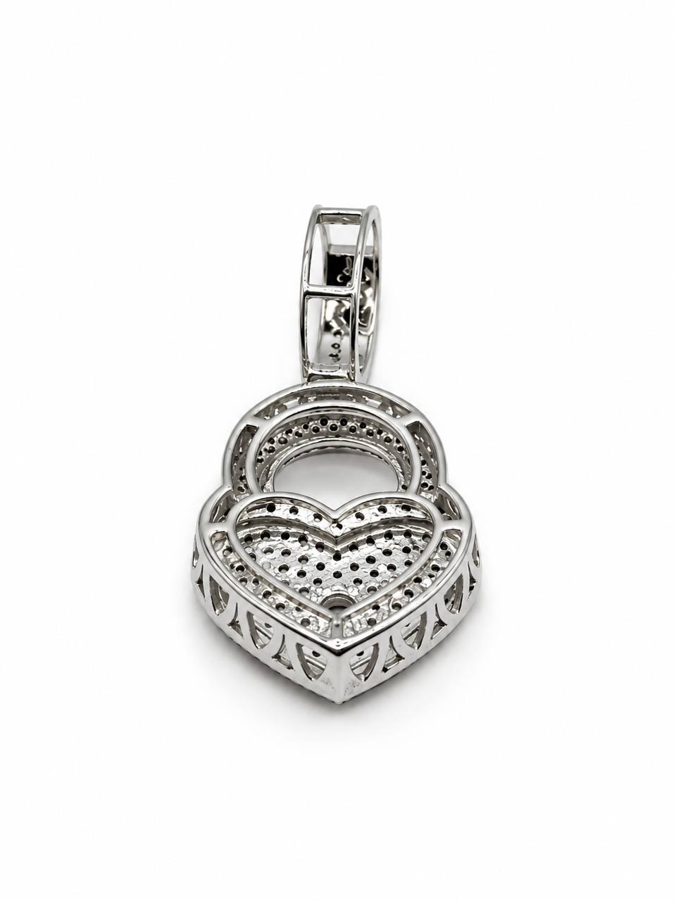 14K white Gold 0.25 CTW Natural Diamond key to heart Pendant