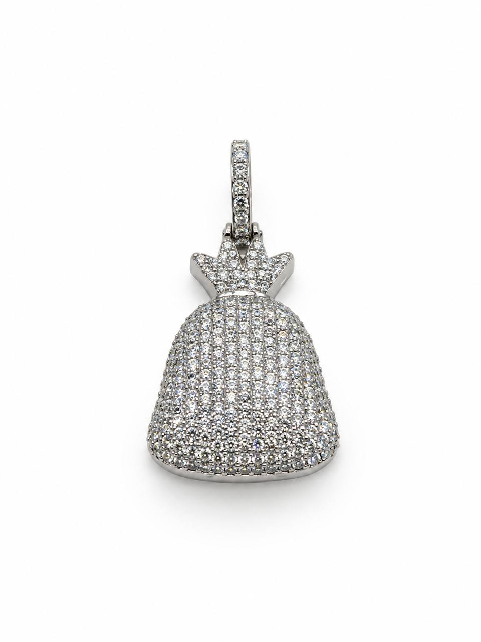 14K White Gold 2.25 CTW Diamond Money Bag Pendant