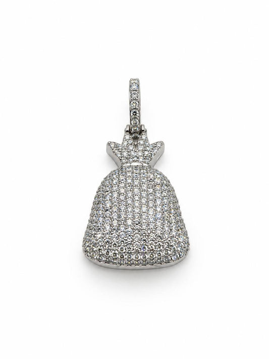 14K White Gold 2.25 CTW Diamond Money Bag Pendant