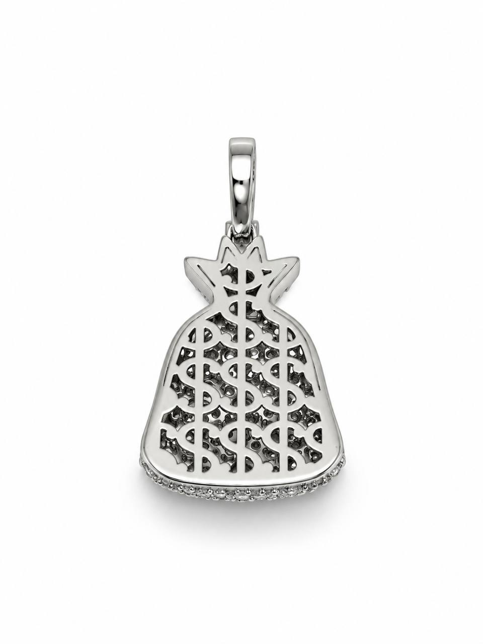 14K White Gold 2.25 CTW Diamond Money Bag Pendant