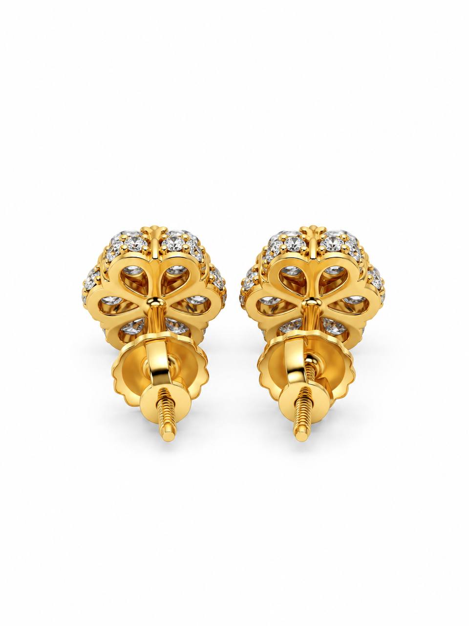 1.08 CTW Lab-Grown Diamond Cluster Earrings in 10K yellow Gold