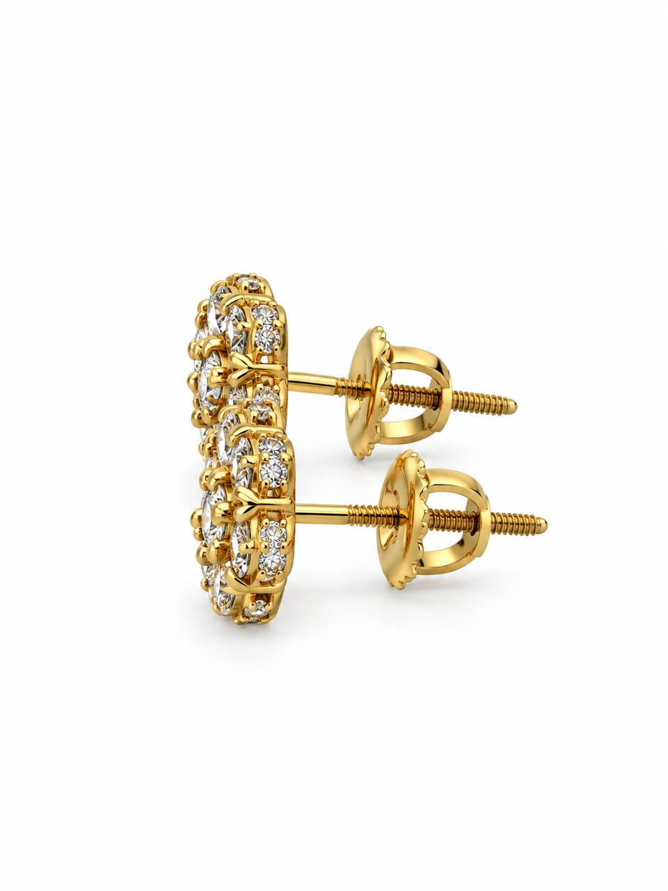 1.08 CTW Lab-Grown Diamond Cluster Earrings in 10K yellow Gold