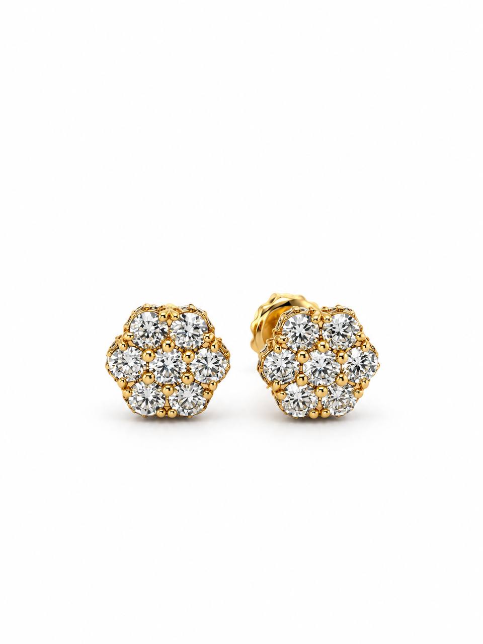 1.08 CTW Lab-Grown Diamond Cluster Earrings in 10K yellow Gold