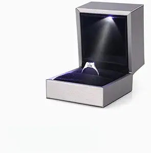 Luxury PU Leather Rings Gift box Jewelry Storage Display With LED Light